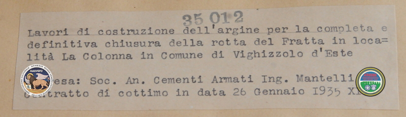 1935 01 26 Vighizzolo d&#039;Este ARGINE CHIUSURA FRATTA LA COLONNA  id_35012 2a retro